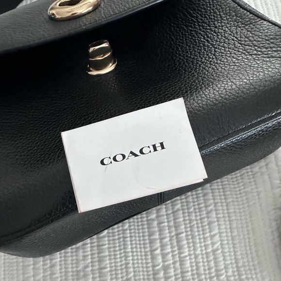 Coach Black Leather Handbag w/ strap. - Picture 7 of 12